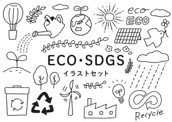 発電や環境関連の手書きイラスト素材