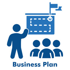Business Plan Icon in Duotone Solid Style. Vector Illustration for planning, roadmap, and presentation concept.
