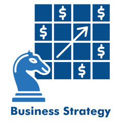 Business Strategy Icon in Duotone Solid Style. Vector Illustration for decision making, finance, and corporate goal concept.