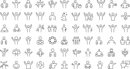 Collection of Simple Line Art Human Figures and Icons