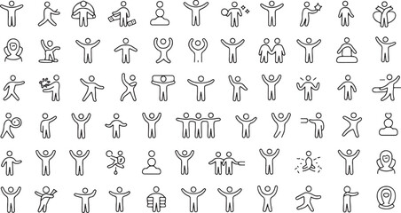Fototapeta premium Collection of simple line art human figures in various poses