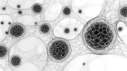 Biology clipart showing detailed cell membrane structure, black and white schematic line art isolated on white background for educational or medical projects