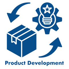 Product Development Icon in Duotone Solid Style. Vector Illustration for innovation, creation, and project growth concept.