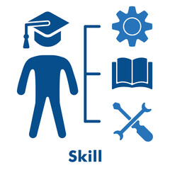 Skill Icon in Duotone Solid Style. Vector Illustration for education, learning, and ability development concept.