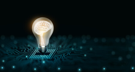 Creative and innovation inspiration. Business and Technology idea concept. 3D Rendering and Copy space.