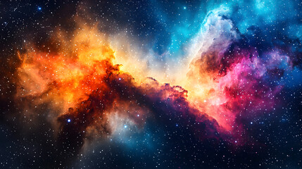 Fototapeta premium Hyperrealistic cosmic nebula illustration in vivid colors, isolated on white background, deep space element symbolizing galaxy formation and celestial beauty