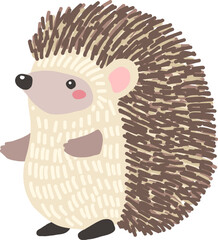 Cute Hedgehog Woodland Animal Design Illustration Flat Minimalist Style in Warm Autumn Cozy Tones