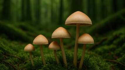 Mushrooms in lush forest setting wallpaper for desktop