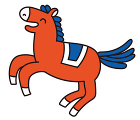 手描きの馬の年賀状素材イラスト