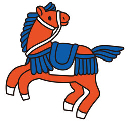 手描きの馬の年賀状素材イラスト