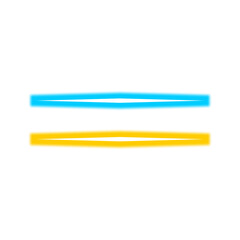Two horizontal lines, one blue and one yellow, isolated against a white background.