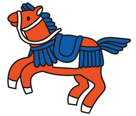 手描きの馬の年賀状素材イラスト