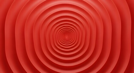 Vibrant red concentric circles creating an abstract tunnel effect with a modern minimalist design and dynamic depth.