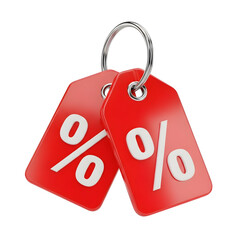 Red Percentage Tags on Black Background