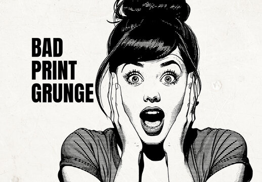 Vintage Halftone Bad Print Grunge Photo Effect