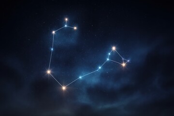 Night Sky with Constellation Stars and Mysterious Clouds