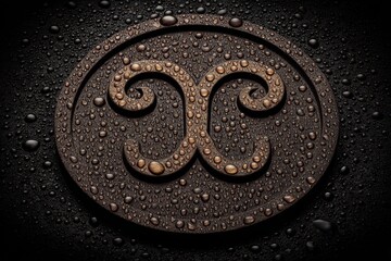 Textured Surface with Water Droplets on Metal Background Detail