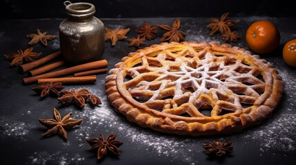 Christmas or New Year pastries. Christmas mood. Winter Holidays Concept. Light background. Selective focus