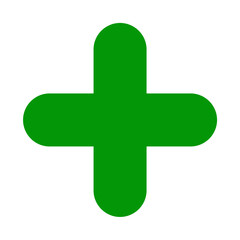 Obraz premium Vector illustration of a plus sign icon in solid style with bright green color and rounded edges.