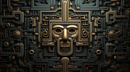 pattern on a black background. Ethnic, tribal ornaments of East, Asia, India, Mexico, Aztecs, Peru for brochure, booklet, flyer, website.