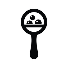 Black and white icon of a whisk with three bubbles