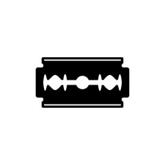 Minimalist vector illustration of a classic razor blade icon in black silhouette style isolated on white background 