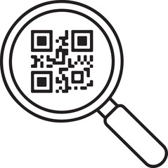Magnifying glass over qr code for scanning and digital information access