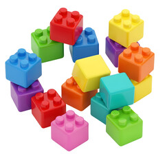 Obraz premium Colorful Stack of Toy Building Blocks on Black