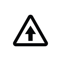 Black arrow pointing up inside a black outlined triangle