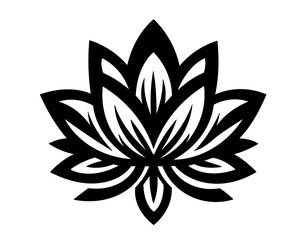 lotus flower logo silhouette, icon isolated on white background, vector illustration
