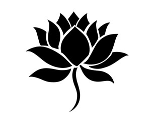 lotus flower logo silhouette, icon isolated on white background, vector illustration
