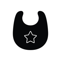 Black baby bib with white outline star vector