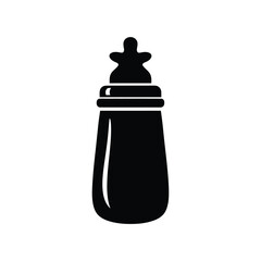 Black baby bottle icon on white background milk food