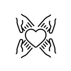 Four hands holding a heart in unison, illustrating shared responsibility, collaboration, and equity.