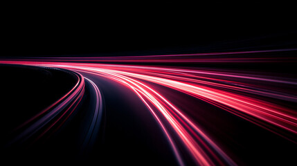 Abstract Speed: Long Exposure Light Trails on a Curved Highway at Night