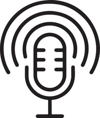 Classic microphone icon with sound waves broadcasting signal