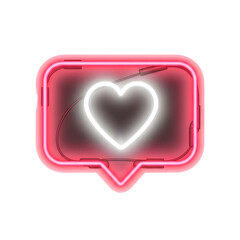 Neon Heart Icon in Speech Bubble Design