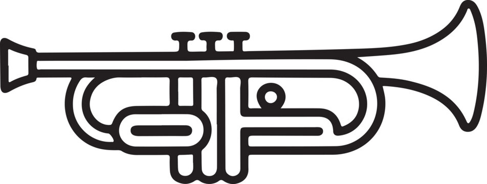 Simple outline illustration of a trumpet musical instrument