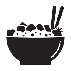 Asian food bowl with rice and toppings with chopsticks a minimalistic vector design for culinary projects