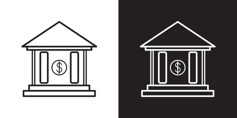 Bank icon symbol for apps and websites. Bank sign and symbol, museum, university.