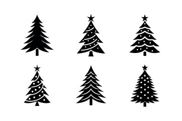 Obraz premium Christmas Tree Silhouette Icons – Holiday Pine and Festive Vector Design Set
