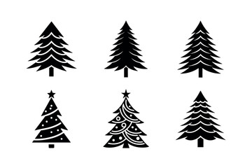 Christmas Tree Silhouette Icons &ndash; Festive Pine Tree Vector Design Collection