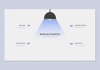 Business Creativity Infographic with 4 Steps for Ideas, Concepts, Solutions & Growth