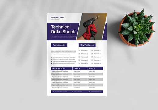 Technical Data Sheet and Product Specification Flyer Template