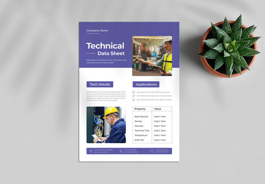 Modern Technical Data Sheet Design for Product Specs
