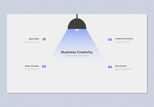 Business Creativity Infographic with 4 Steps for Ideas, Concepts, Solutions & Growth