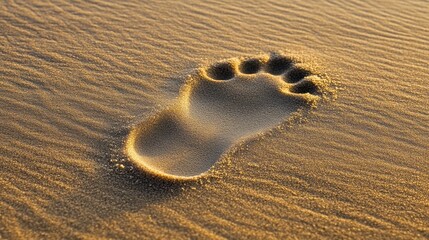 Footprint in sandy beach during sunset shows the beauty of nature and the tranquility of coastal moments