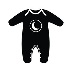 Black baby onesie with moon and stars icon sleepsuit