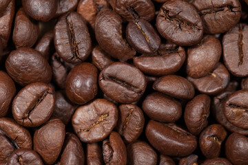 Coffee beans texture background. Roasted coffee