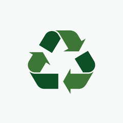 Obraz premium Green recycling symbol with arrows in a loop on a white background